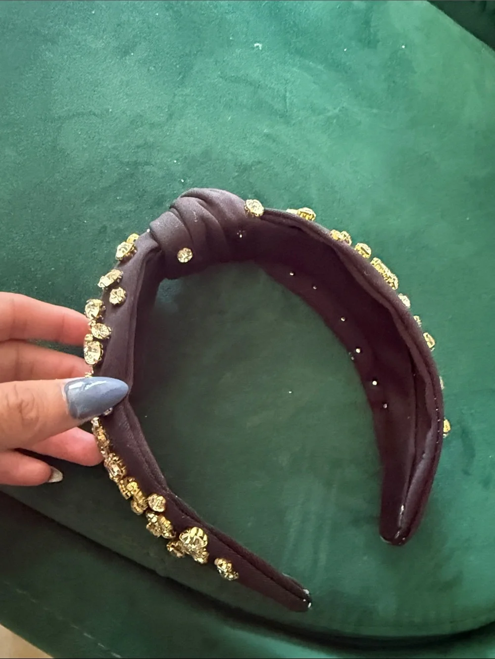Embellished Black Knotted Headband with Gold Stones NEVER WORN